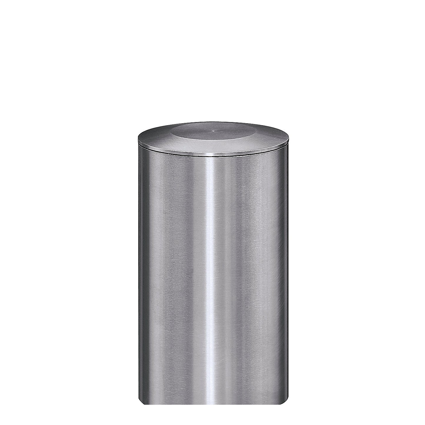 Stainless steel barrier post, with flat head, base plate for bolting in place, Ø 60 mm.