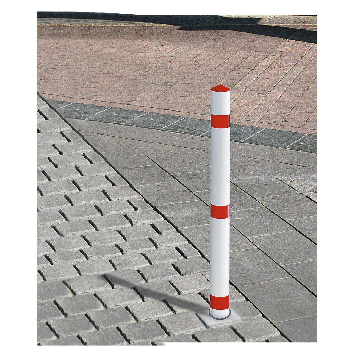 Barrier posts, plastic, to bolt in place, with chain head.