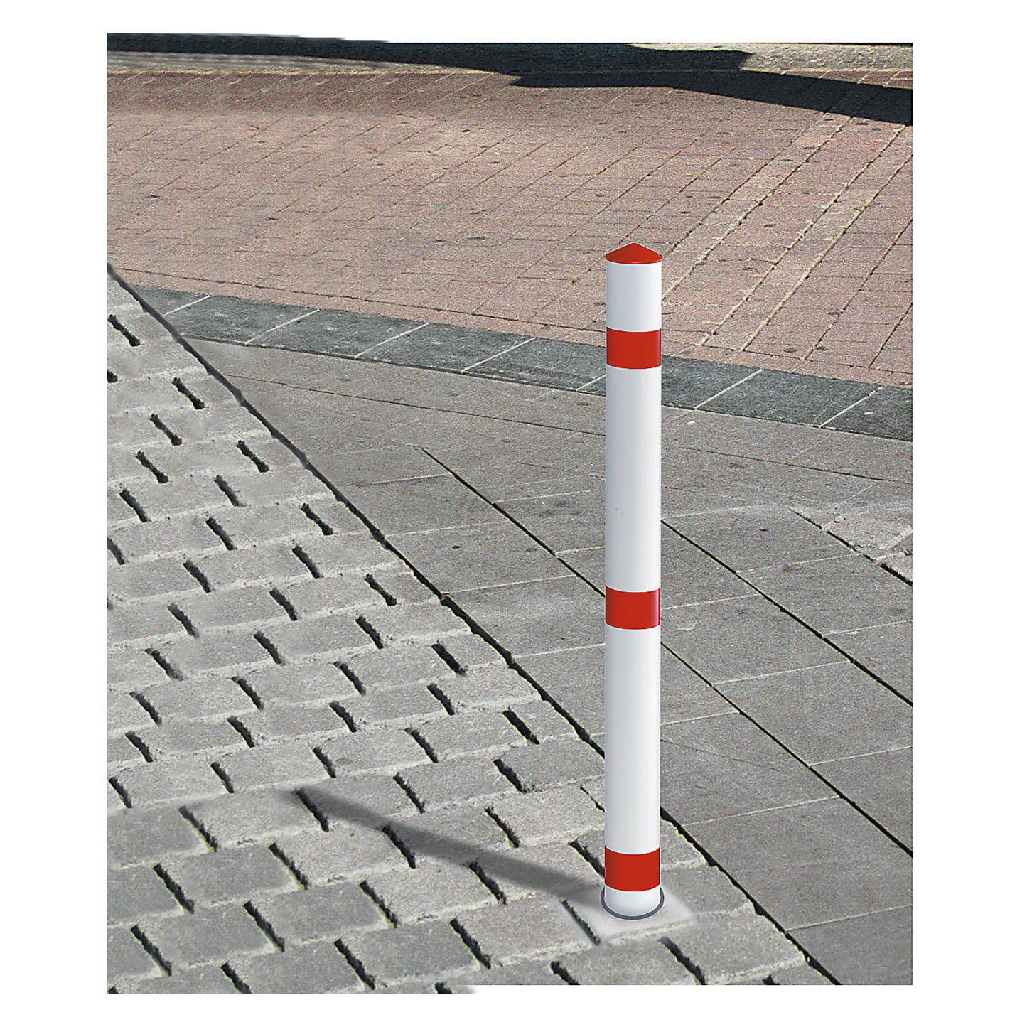 Barrier posts, plastic, to bolt in place, with chain head.
