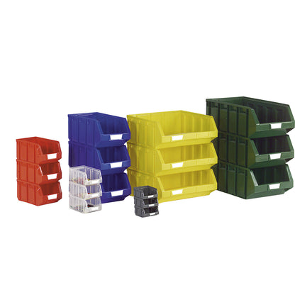 Open fronted storage bin made of polyethylene, LxWxH 344 x 408 x 164 mm, blue, pack of 8.