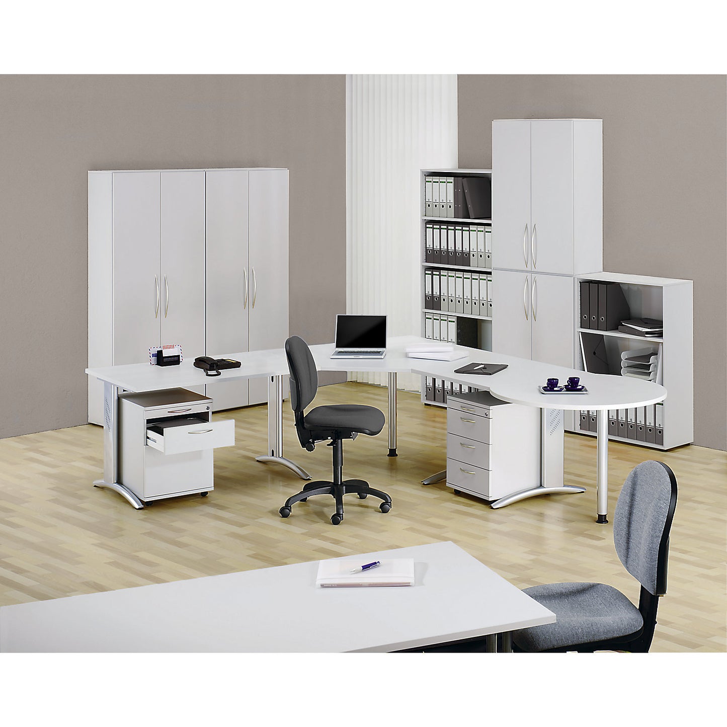 Office shelf unit, HxWxD 1880 x 800 x 330 mm, 5 file heights, light grey.