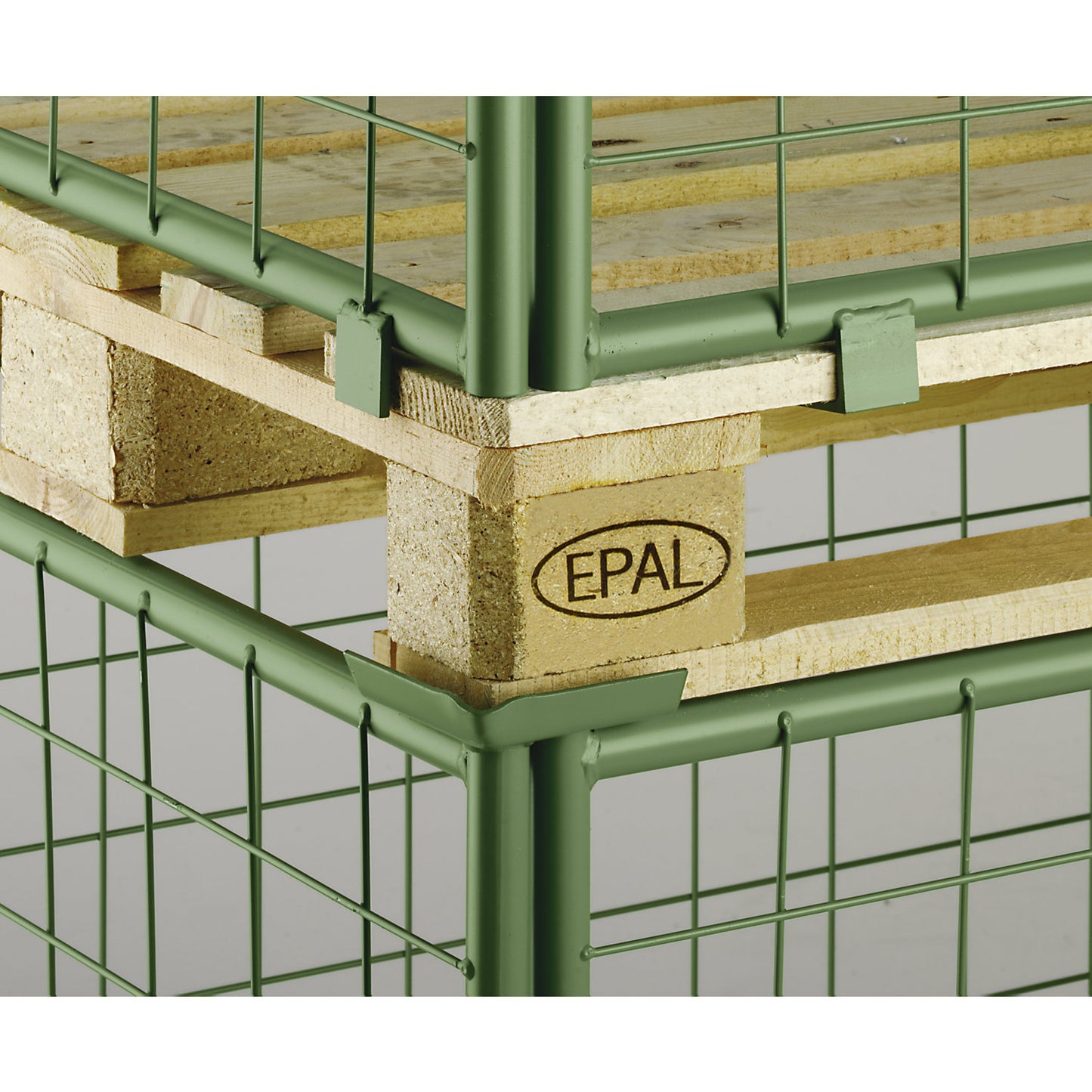 Mesh stacking frames, for attaching, long side removable in 2 parts, for pallets 1200 x 800, H 1800 mm.