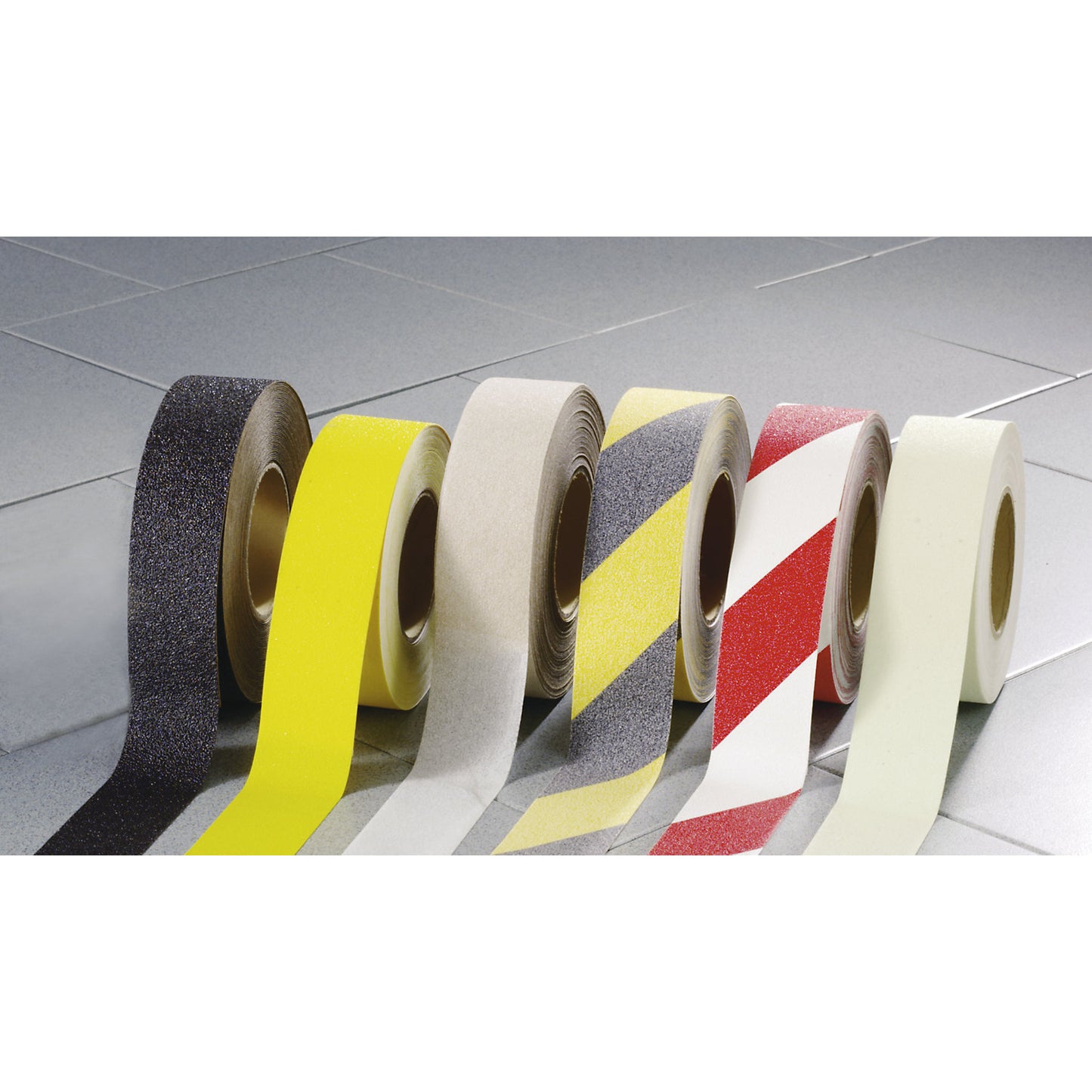 Non-slip tape, self-adhesive, width 50 mm, red/white, roll, pack of 1.