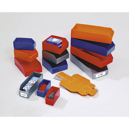 Plastic shelf bin, folding, LxWxH 450 x 200 x 100 mm, red, pack of 25.