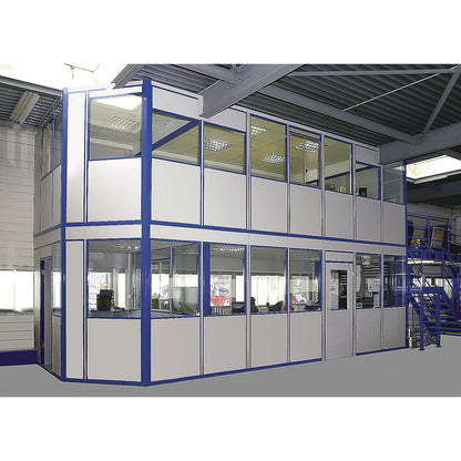 Prefab office, 3-sided, for installation against an existing wall, external width 2100 mm, external length 3100 mm.