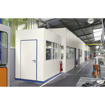 Flexible partition system, wall thickness 82 mm, double door section, HxW 2093 x 1789 mm, with window.