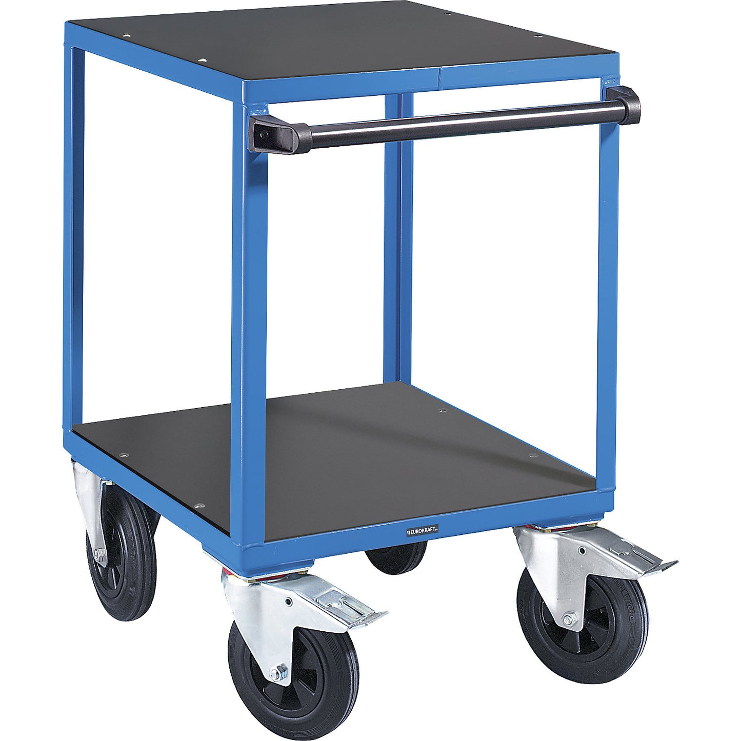 KOMPAKT assembly trolley, 2 shelves LxW 600 x 600 mm, solid rubber tyres.