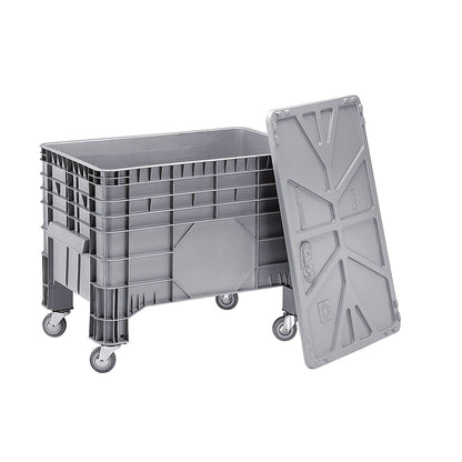 Polyethylene pallet box, capacity 285 l, 4 feet and 4 swivel castors, 1+ items.