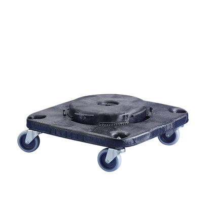BRUTE® transport dolly, square, 4 swivel castors, bayonet lock, PE/metal, grey.