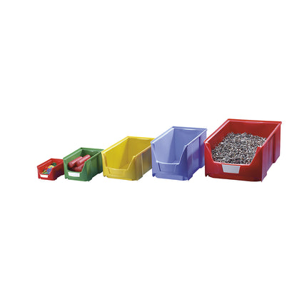 FUTURA open fronted storage bin made of polyethylene, LxWxH 167 x 104 x 76 mm, pack of 42, blue.