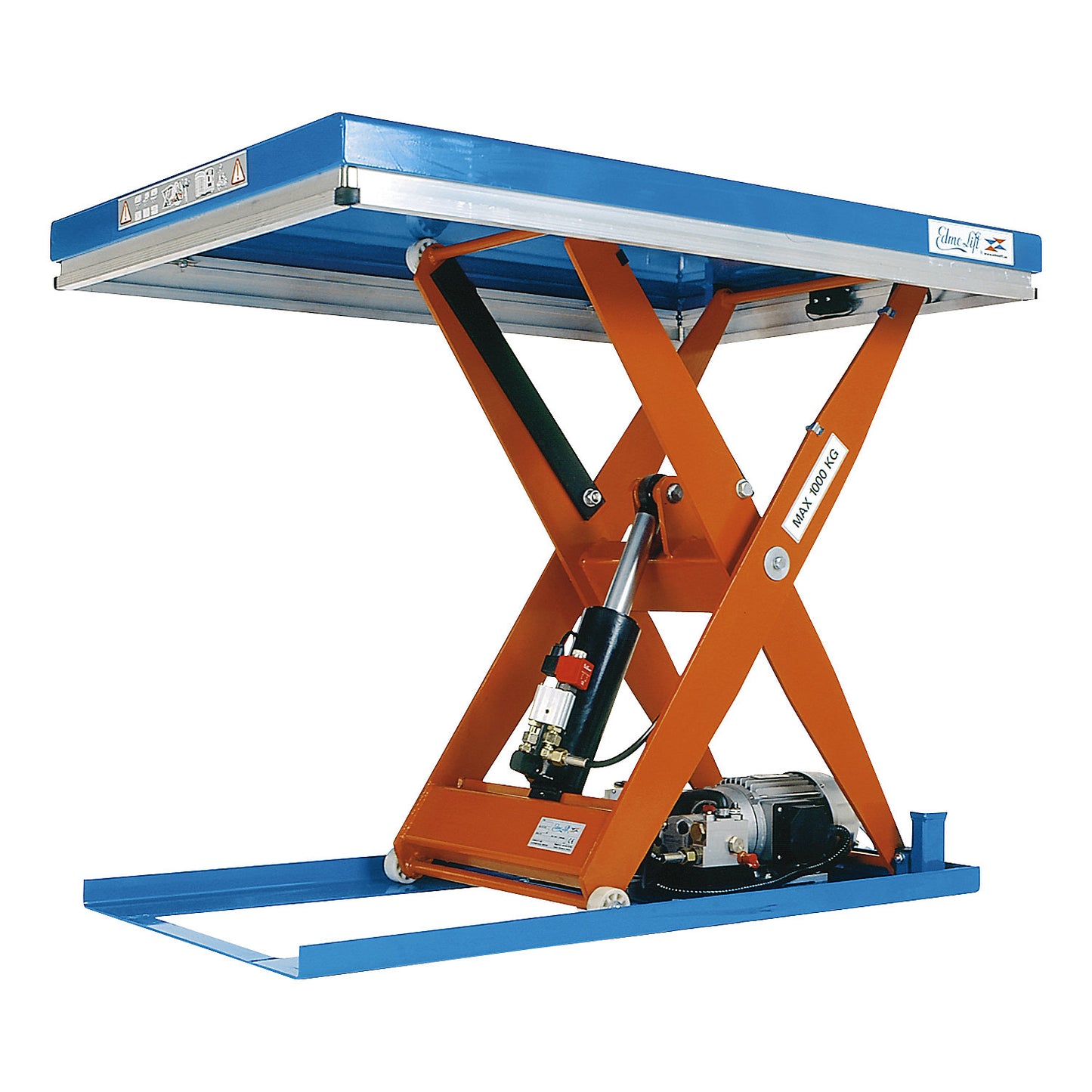 Compact lift table, static, max. load 1000 kg, platform LxW 1200 x 800 mm, effective lift 820 mm.