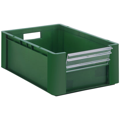 Transparent flap for open fronted storage bin, for 80 l capacity, pack of 10, transparent.