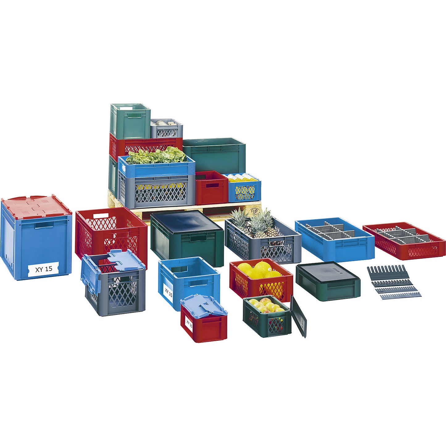 Heavy duty Euro container, polypropylene, capacity 80 l, LxWxH 600 x 400 x 420 mm, solid walls, solid base, red, pack of 2.