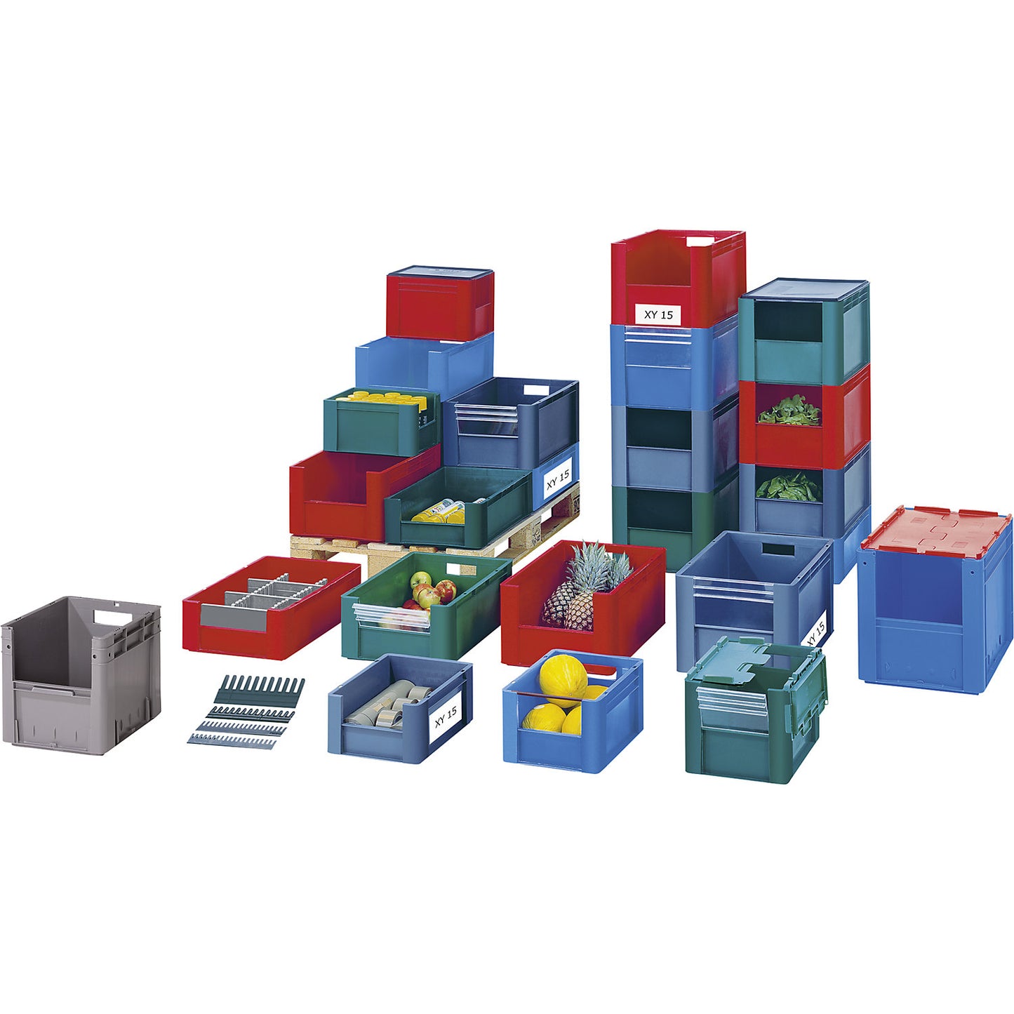 Euro stacking container with handle recess, capacity 14.5 l, LxWxH 400 x 300 x 175 mm, pack of 4, blue.