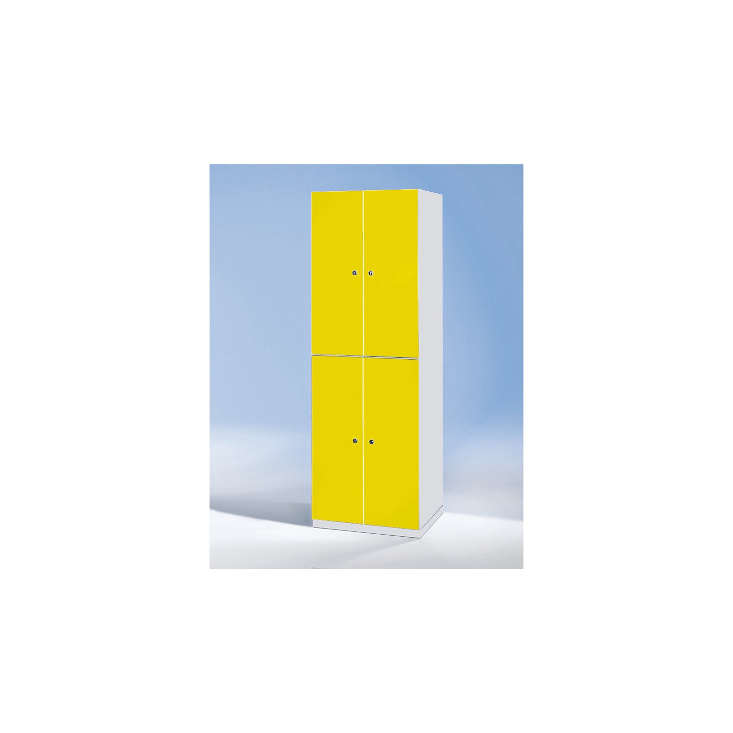Frankfurt double deck clothes locker, 2 compartments, W 600 mm, light grey / light blue.