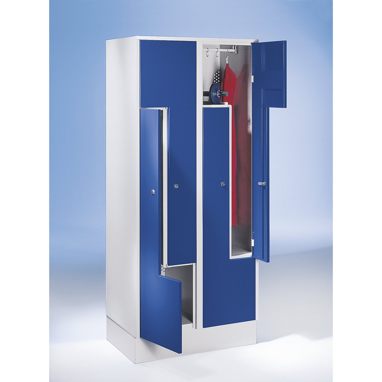 München Z locker, 2 compartments, W 800 mm, doors flame red.
