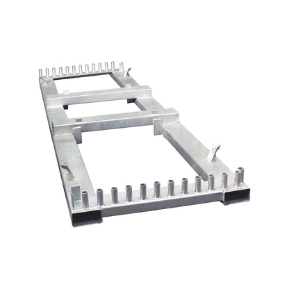 Storage and transport rack, for 25 mobile fences, zinc plated steel construction.