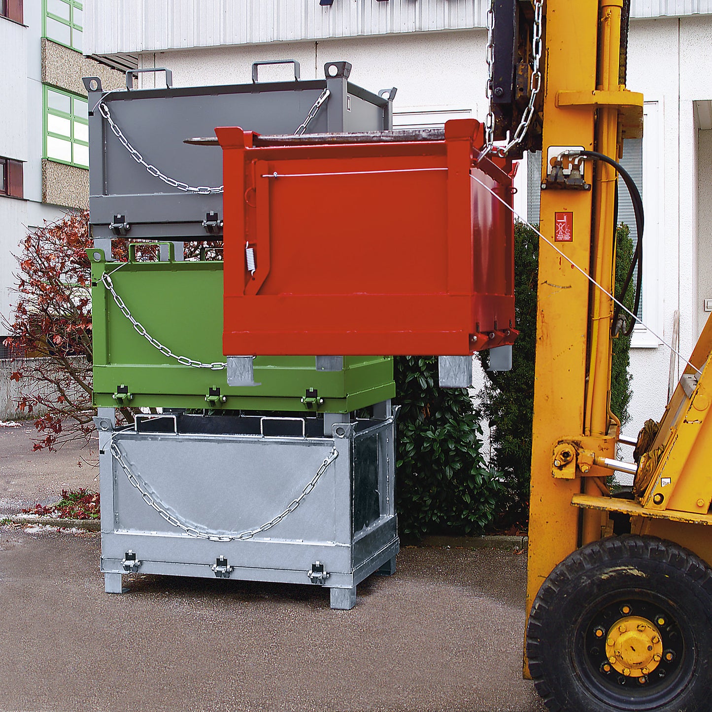 Hinged bottom skip, capacity 1.5 m³, mouse grey RAL 7005.