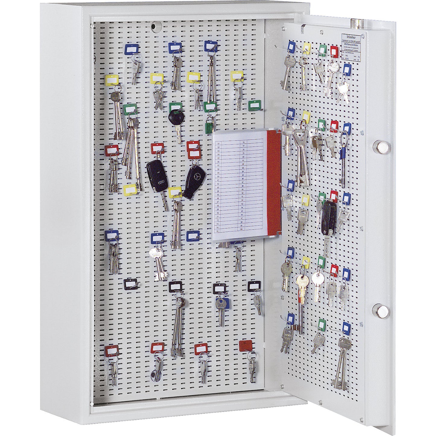 Key safe, security level A and Euro standard S1, light grey, HxWxD 1500 x 1000 x 200 mm, for up to 800 hooks.