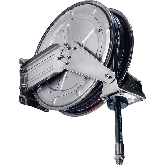 Hose reel, stainless steel, rubber hose, synthetic, for water, hose length 10 m.