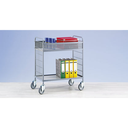 Office shelf trolley, max. load 150 kg, shelf LxW 770 x 425 mm, 2 shelves, shelf heights 240 / 750 mm.
