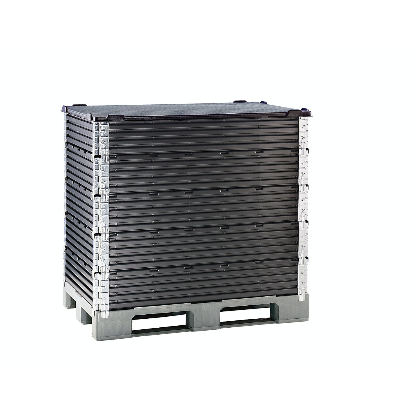 Plastic pallet collar, with 6 hinges, for pallets 1200 x 1000 mm, pack of 2.