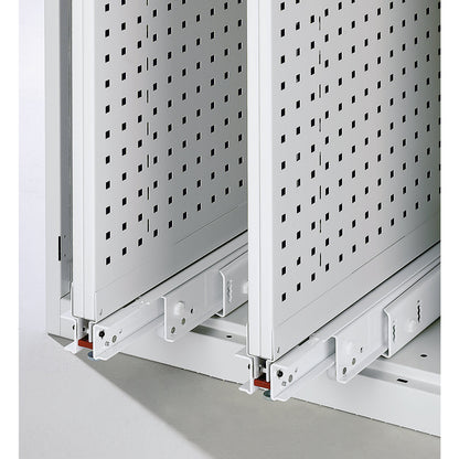 Vertical pull-out cupboard, with 3 drawers, light grey / gentian blue.