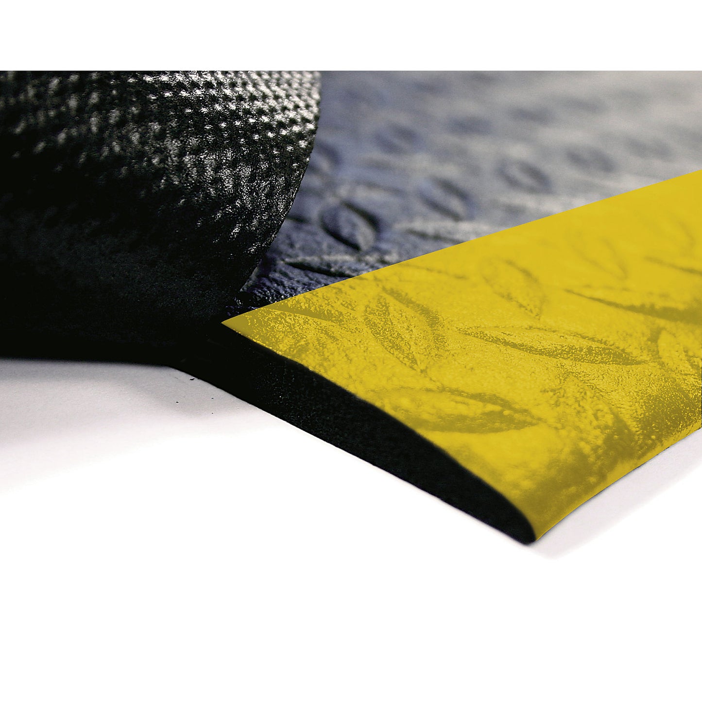 Orthomat® Diamond anti-fatigue matting, width 900 mm, black / yellow, per m.