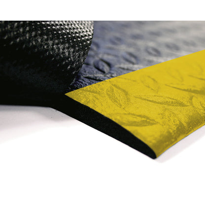 Orthomat® Diamond anti-fatigue matting, width 900 mm, black / yellow, per m.
