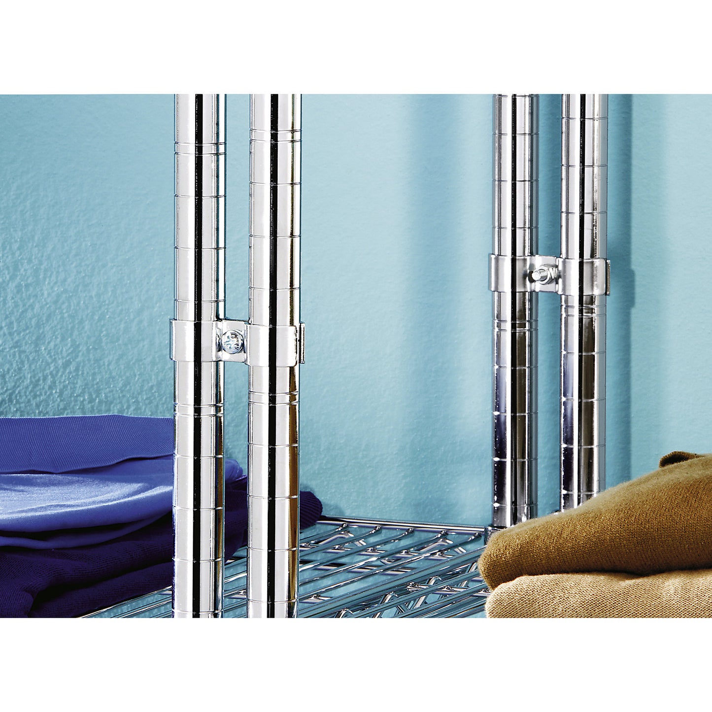 Post connection clip, for steel mesh shelf unit, pack of 4.