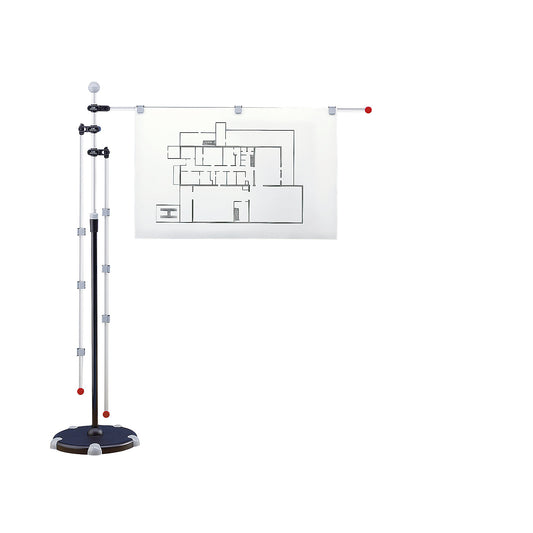 Mobile plan holder, with 3 swivel arms, height adjustment range 1400 to 2000 mm.