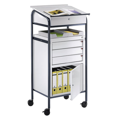 Workshop desk, 1 cupboard, 3 drawers, HxWxD 1140 x 590 x 520 mm.