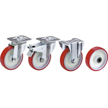 Polyurethane tyre on nylon rim, wheel Ø x width 160 x 40 mm, swivel castor.