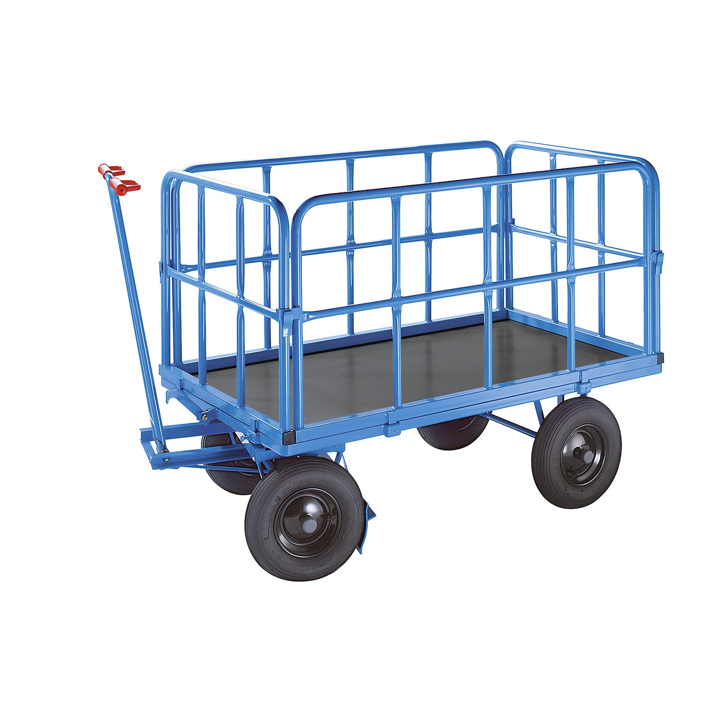 Turntable truck, max. load 500 kg, with 4 side panels, platform 1170 x 720 mm, pneumatic tyres.