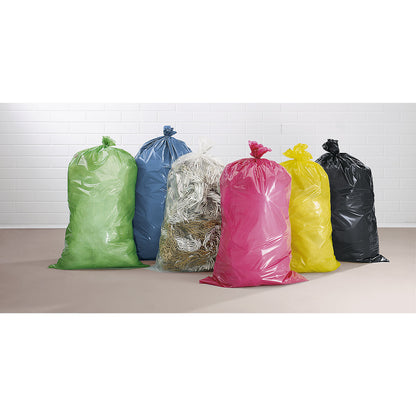 Waste sacks, LDPE, 70 l, 40 µm, WxL 575 x 1000 mm, pack of 250, yellow.