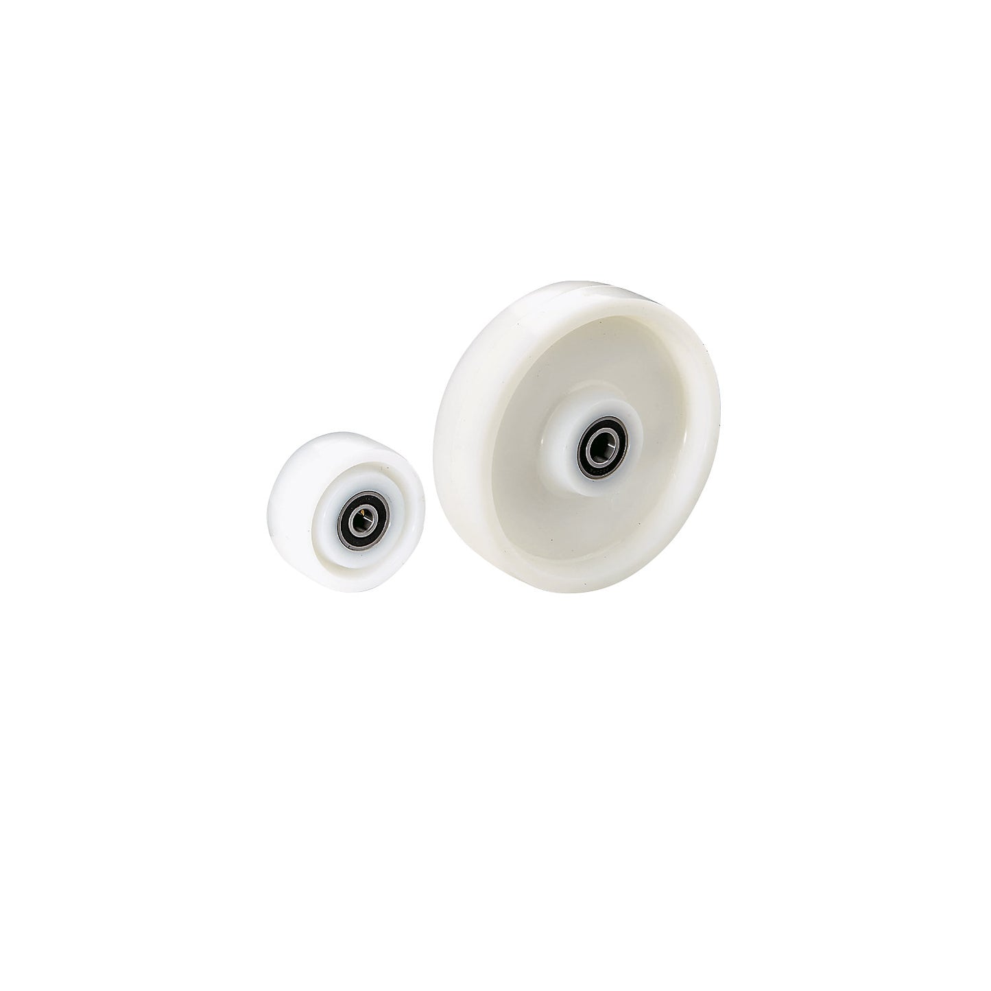 Nylon wheel, ball bearings, wheel Ø x width 125 x 40 mm, max. load 600 kg.