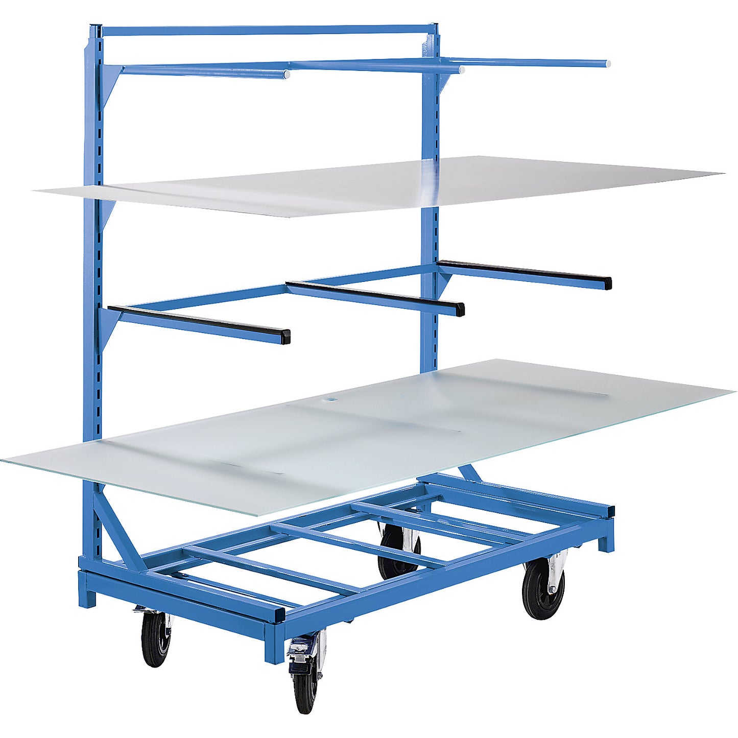 Cantilever shelf trolley, max. load 350 kg, standard model without cantilever arms.