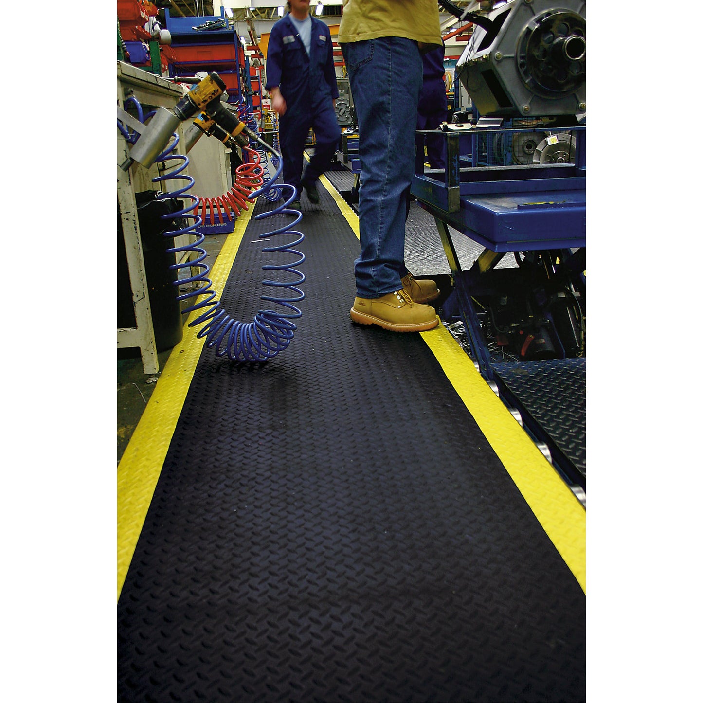 DECKPLATE anti-fatigue matting, cut to order, black / yellow, per m. x 1500 mm, max. 15 m.
