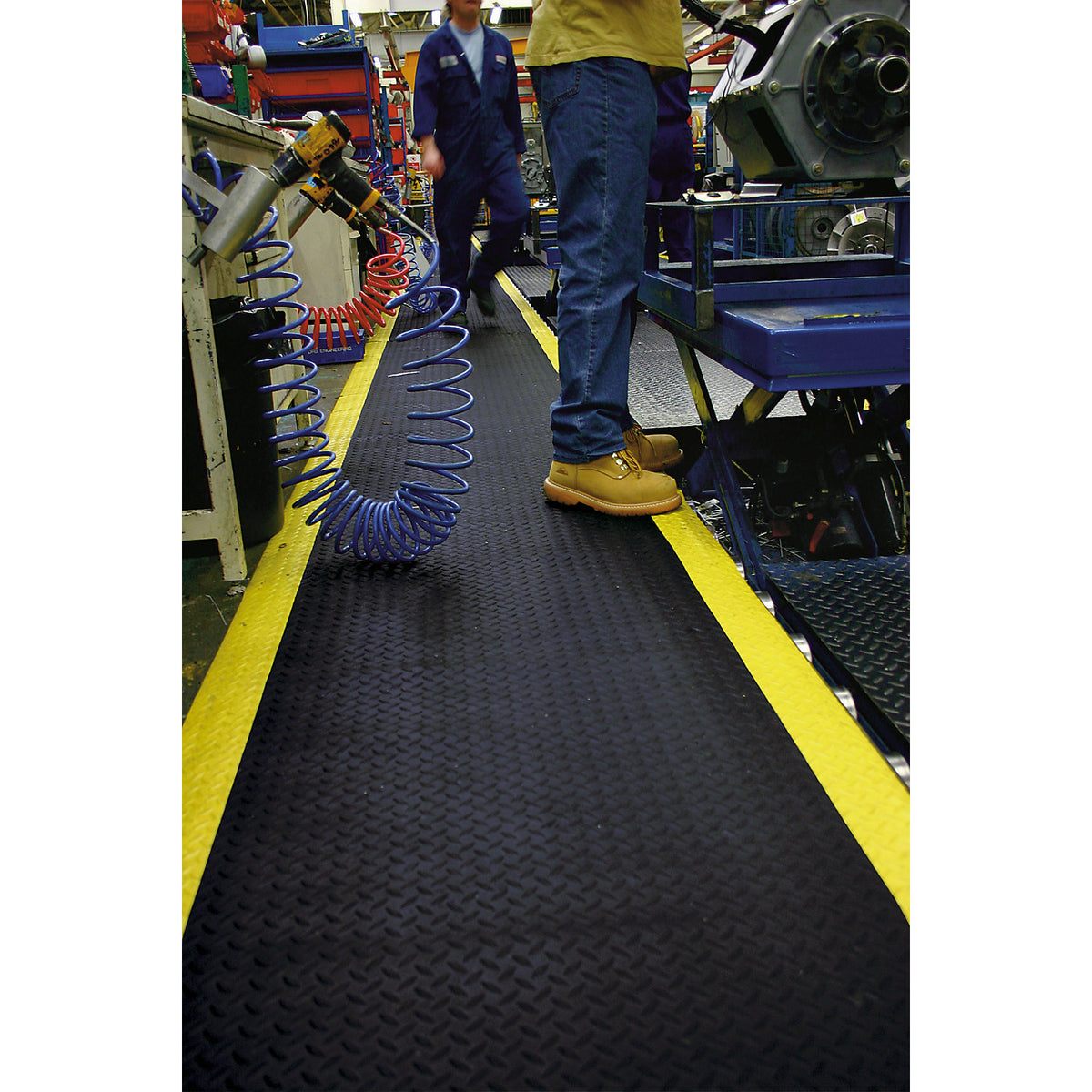 DECKPLATE anti-fatigue matting, fixed dimensions, black / yellow, 1500 x 900 mm.