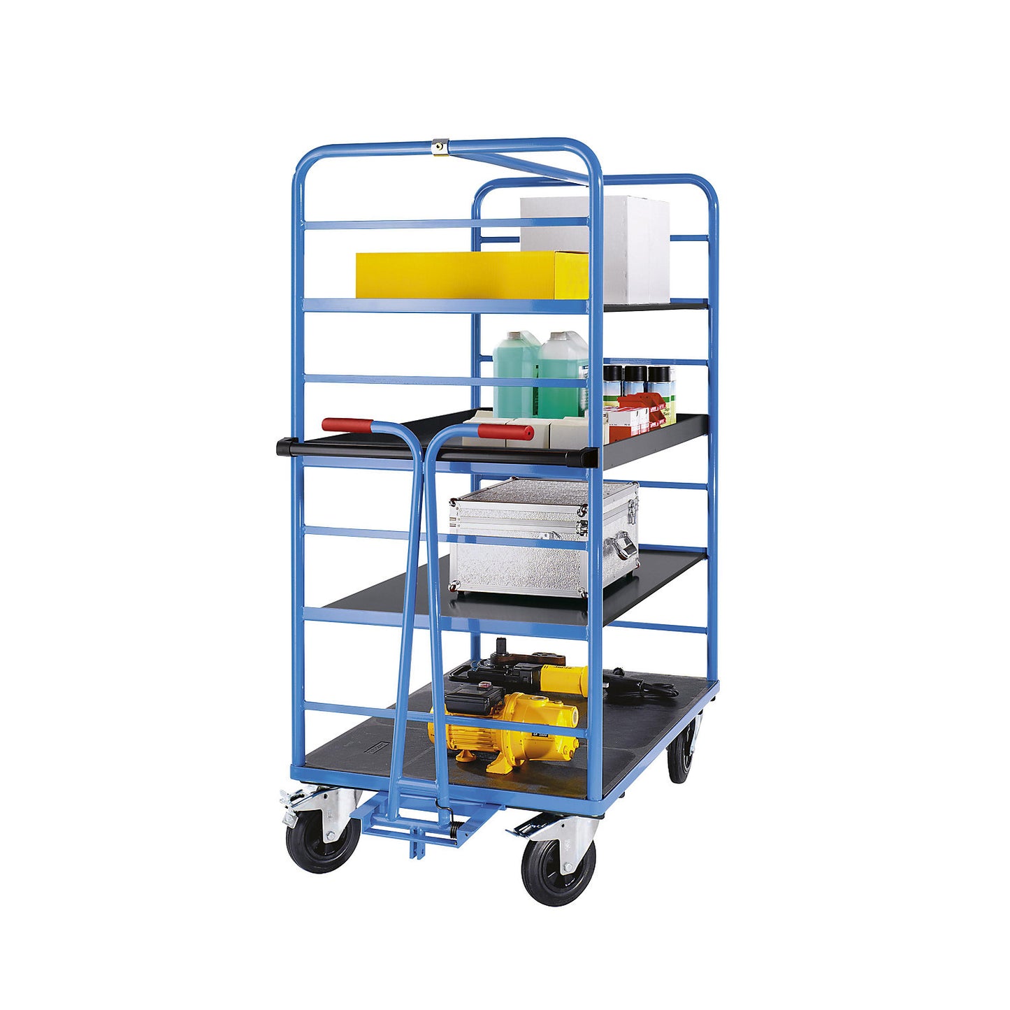 Shelf truck, 2 side panels, platform 1175 x 800 mm, 2 levels, nylon.