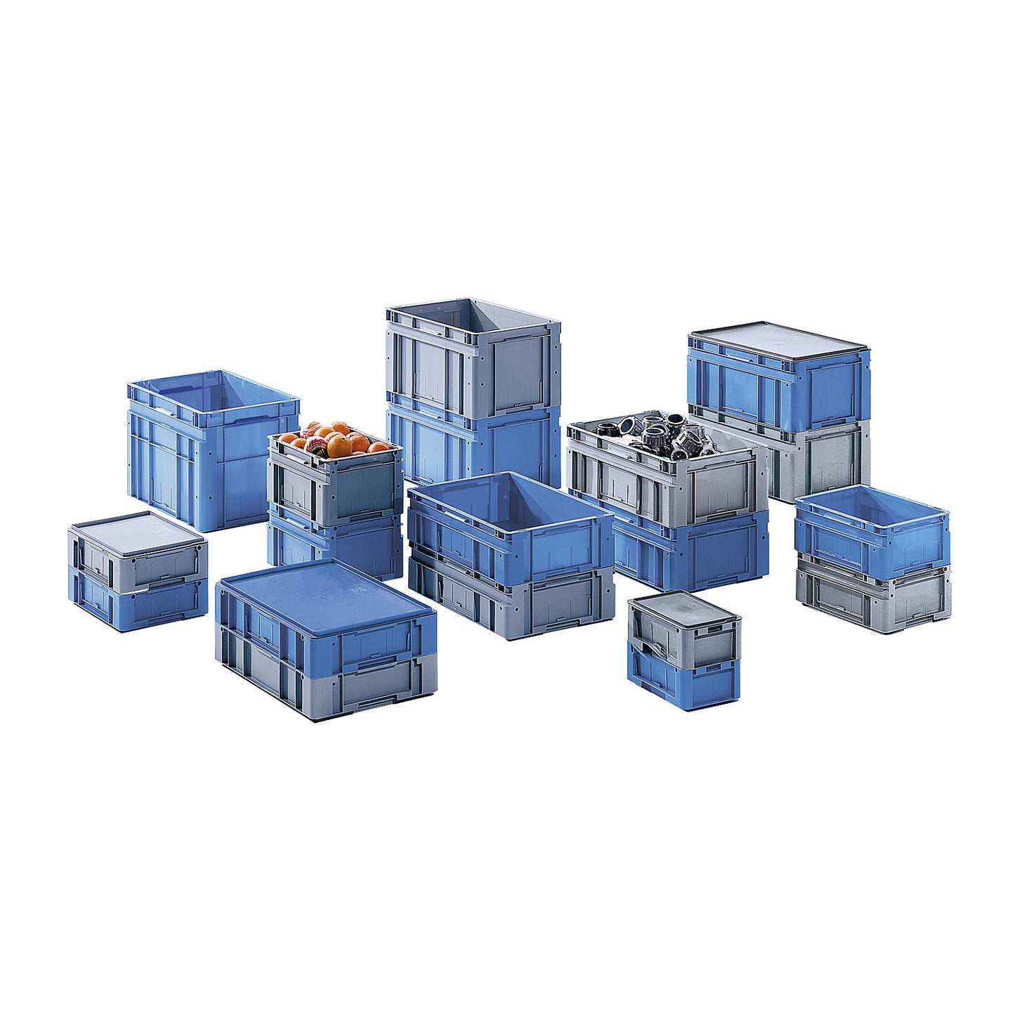 Euro size stacking containers, external LxWxH 600 x 400 x 170 mm, grey, pack of 2.
