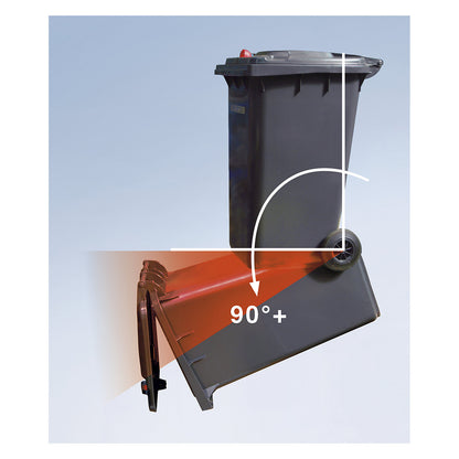 Waste bin with gravity lock, capacity 120 l, WxHxD 505 x 1005 x 555 mm, charcoal.
