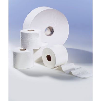 Jumbo - toilet paper, industrial roll, advanced tissue, 2-ply, white, pack of 6 rolls, 1+ packs.