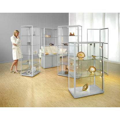 Designer glass cabinet, collector's cabinet model, HxWxD 1800 x 820 x 250 mm, without illumination.