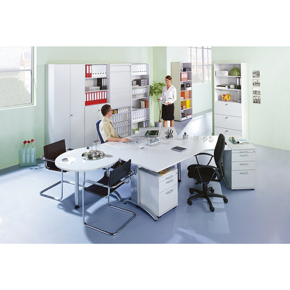 Office shelf unit, 5 shelves, HxWxD 2156 x 400 x 400 mm, light grey.