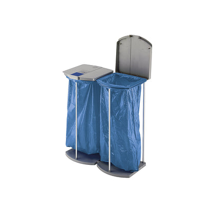 Waste sack stand with 250 blue recycling sacks, ProfiLine MSS XXXL, 2 x 120 l, HxWxD 1000 x 880 x 450 mm, stationary.
