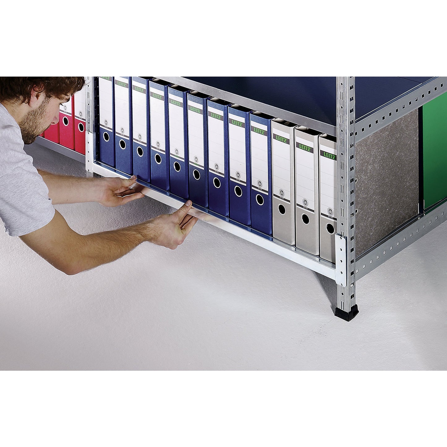 Boltless shelving units for files and archives, zinc plated, height 2280 mm, double sided, shelf WxD 1200 x 600 mm, standard shelf unit.