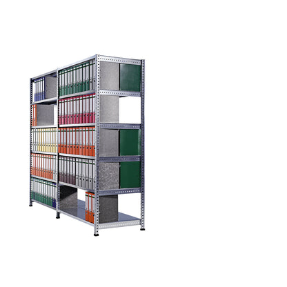 Boltless shelving units for files and archives, zinc plated, height 1920 mm, double sided, shelf WxD 1000 x 600 mm, extension shelf unit.