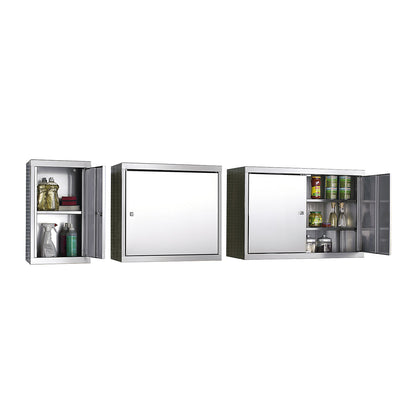 Stainless steel wall cupboard, HxWxD 600 x 650 x 320 mm, 2 shelves.