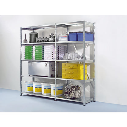 Boltless industrial and storage shelving unit, h 2640 mm, shelf width 1000 mm, 7 shelves, depth 600 mm, extension shelf unit.